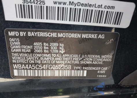 2015 BMW 428 Gran Coupe z USA, uszkodzony, nr VIN WBA4A5C54FG052358